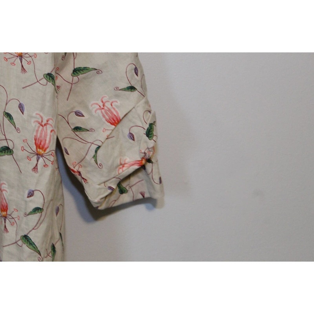 ✨2/$20 HD in Paris Anthropologie Ramie Bell Sleeve Floral Top Size 2 Boho Chic - Picture 4 of 8